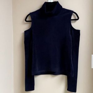 NWOT Zara Knit Cold Shoulder Blue Turtle Neck Size: S